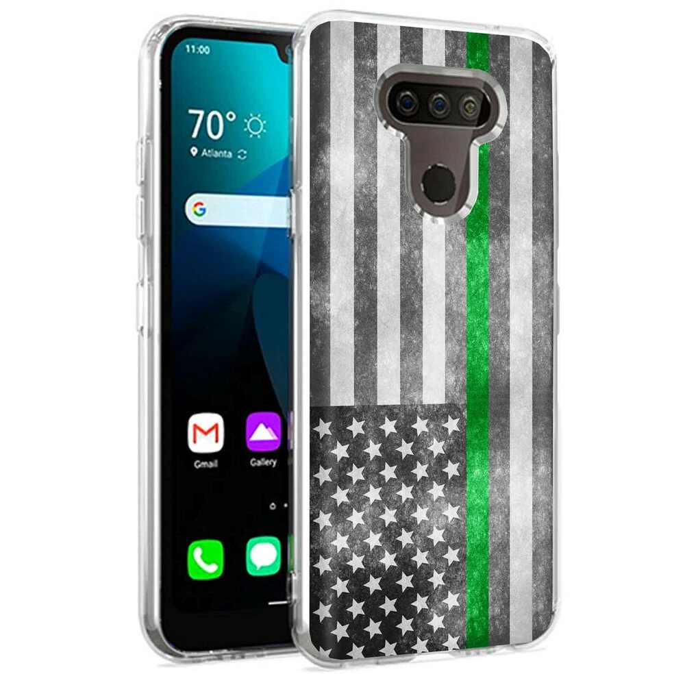 Phone Case for LG Harmony 4,Premier Pro Plus,K41, Thin Green Line 1 Print