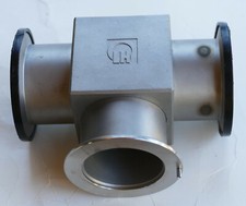 German Made Leybold 3 Ways High Vacuum Valve 50mm I.D. x 75mm O.D. New