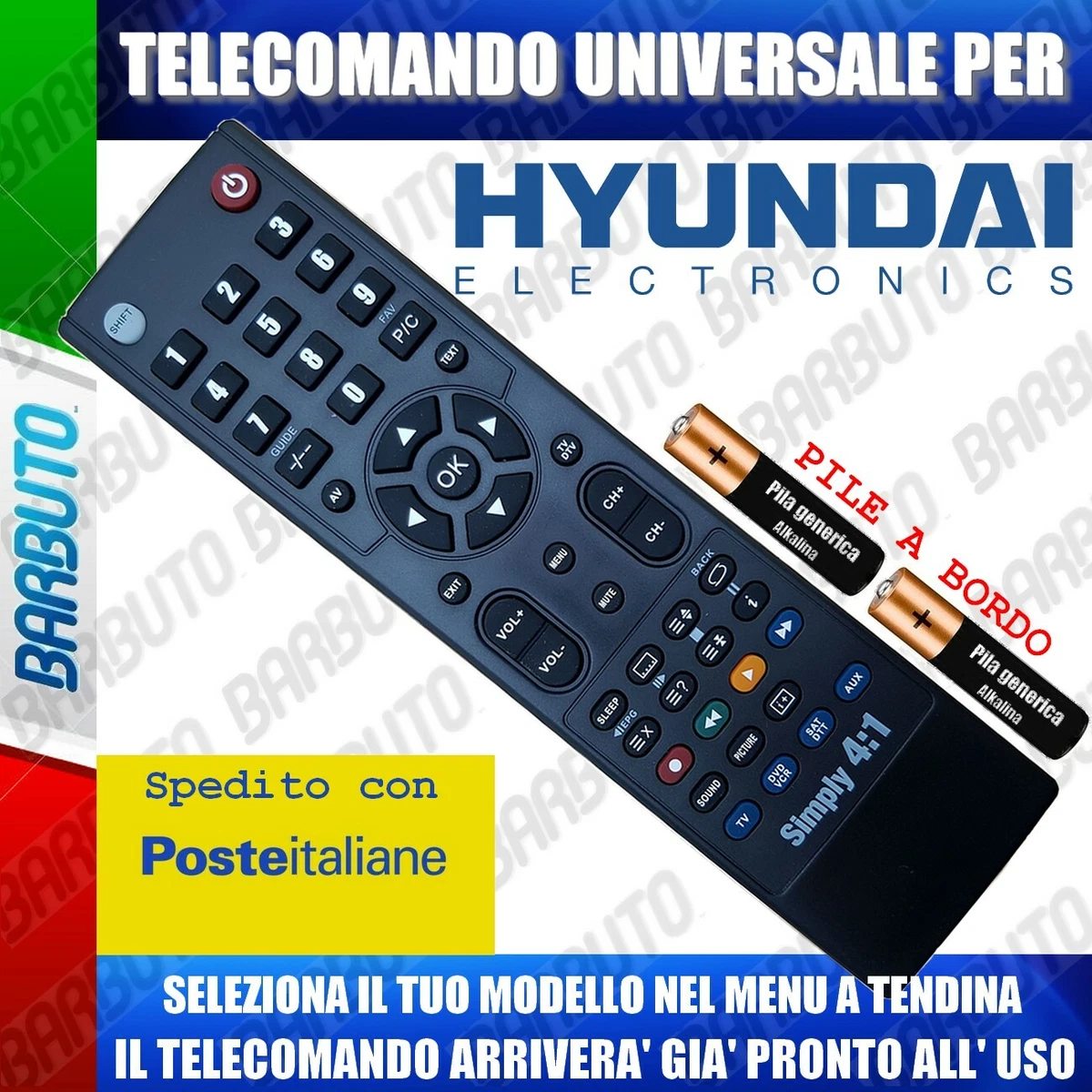 Telecomando di sostituzione per HYUNDAI HYC19LCDX [DVD