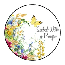 SEALED WITH A PRAYER WILDFLOWERS ENVELOPE SEALS STICKERS LABELS TAGS 1.5" (30)