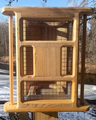 Rustic, large, handmade, cedar wood, square post mount bird feeder, TBNUP #1SF - Picture 6 of 6