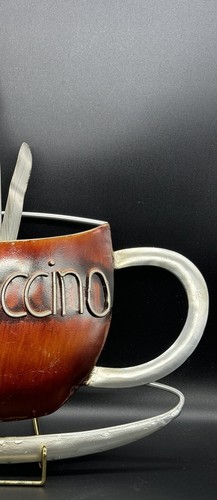 Tazza da caffè cappuccino metallo arte da parete decorazione bar 13”x 14” - Foto 3 di 10