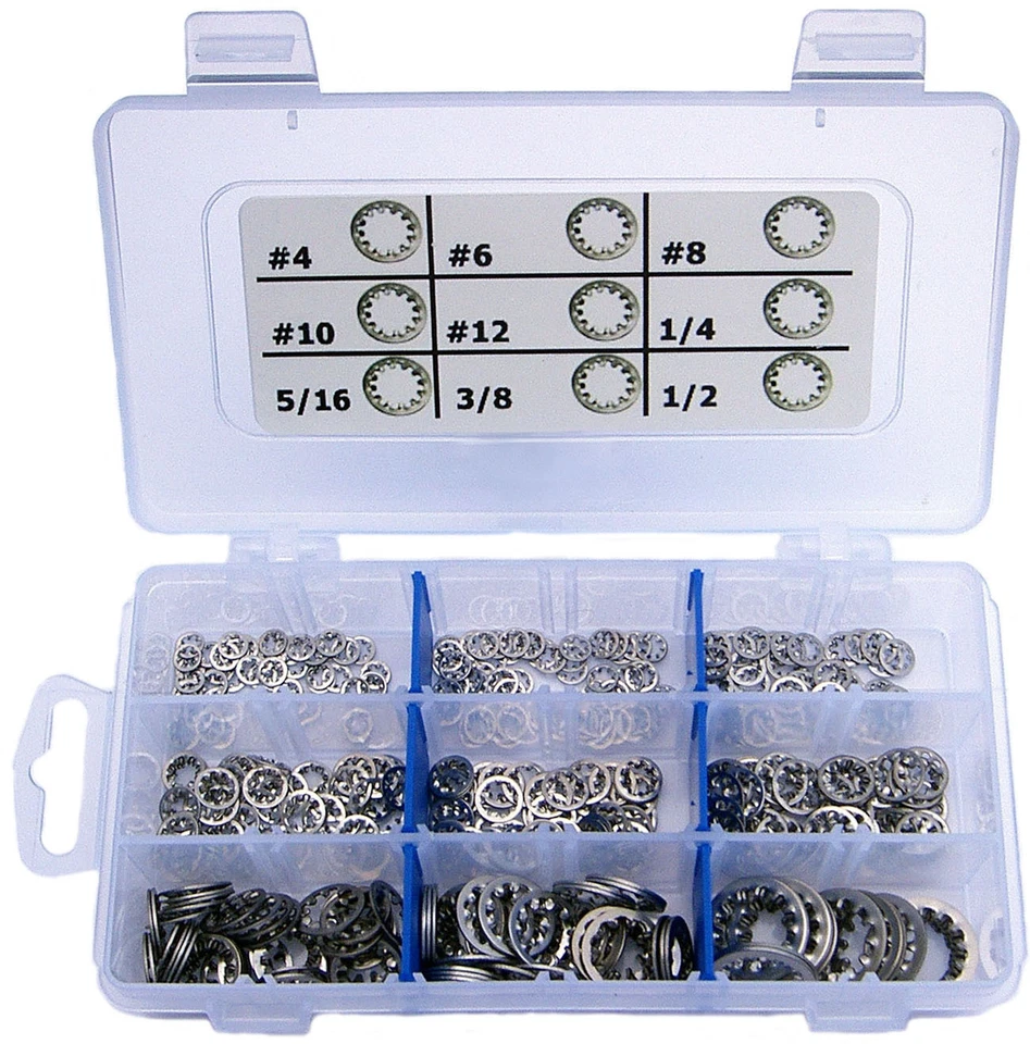 StainlessTown 18-8 Stainless Internal Star Lock Washer Assort Kit Sizes 4 to 1/2