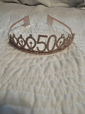 Pink Tone Blinging 50th birthday Crown/ Tiara To Be Worn By A QUEEN