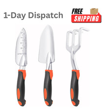 MECHEER 3 Pack Heavy Duty Garden Tools Set Aluminum Alloy Trowel Rake Spade