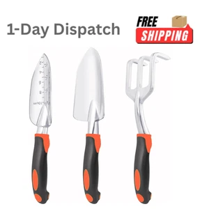 .MECHEER 3 Pack Heavy Duty Garden Tools Set Aluminum Alloy Trowel Rake Spade