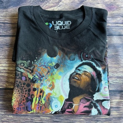 Vintage Liquid Blue Jimi Hendrix Grafikdruck T-Shirt Herren Größe Large