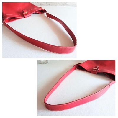 Loewe Vintage Red Leather Bucket Shoulder Bag Crossbody Old Logo