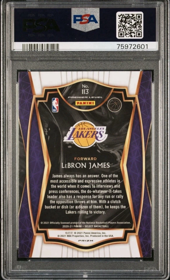 2020 Panini Select LeBron James Silver Prizm #113 PSA 10 Gem Mint SSP - Image 2 of 2