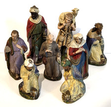 8 Vintage Paper Mache Christmas Nativity Scen...