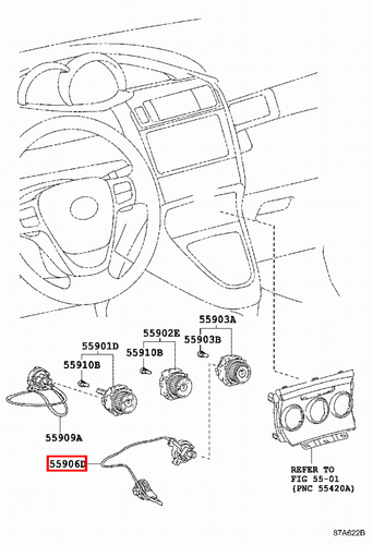 Genuine Hilux KUN25 KUN16 KUN15 KUN10 GGN25 Dash Heater Direction Control Cable - Picture 16 of 20