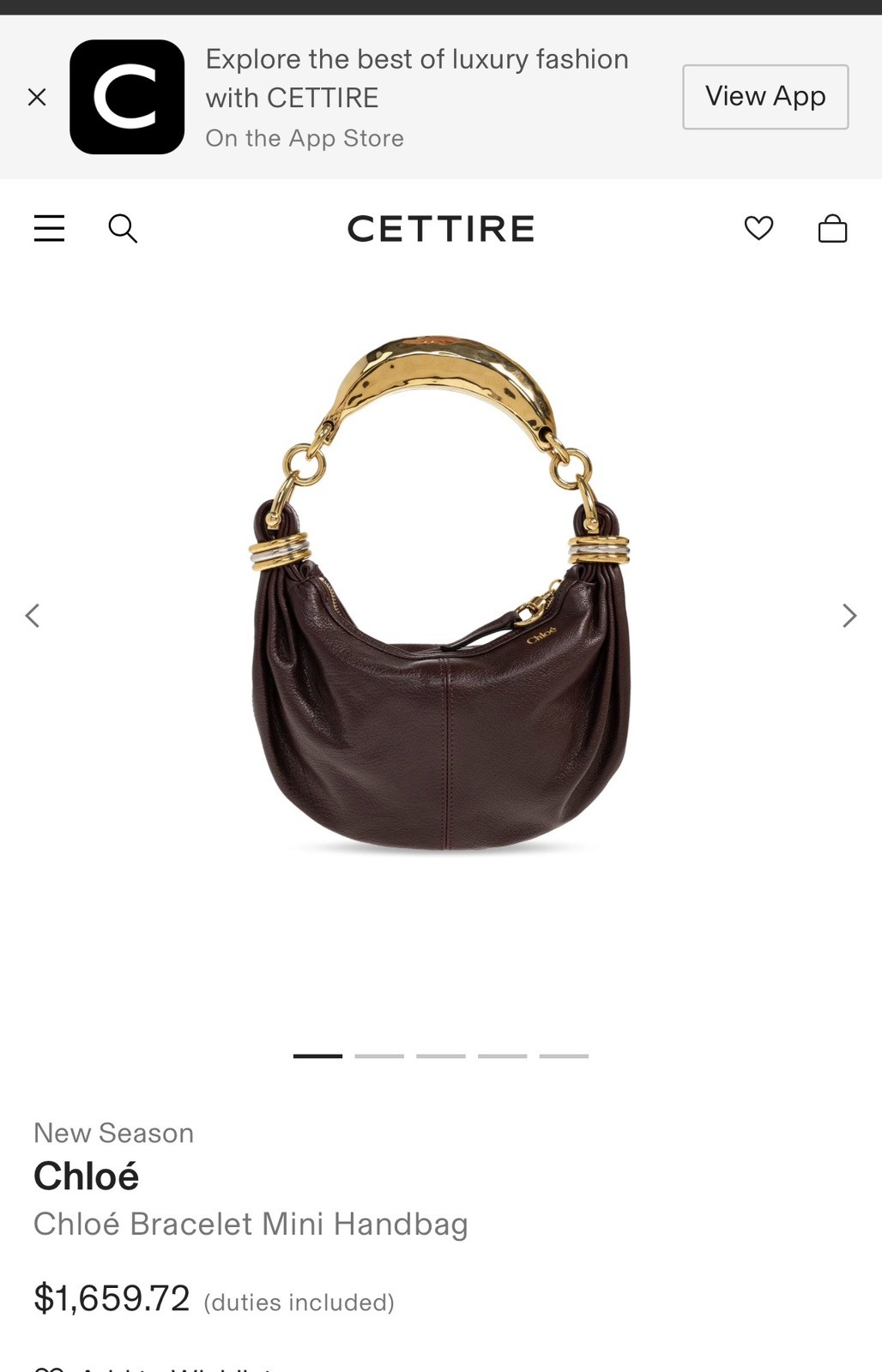Chloe Mini Bracelet Grenat Leather Shoulder Bag New