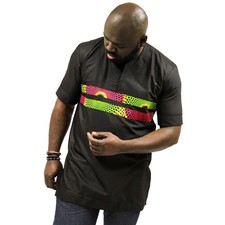 Men's African Inspired Polished Cotton Top 2XL