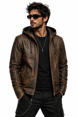 Men s Motorcycle Biker Vintage Cafe Racer Distressed Brown Real Leather Jacket
