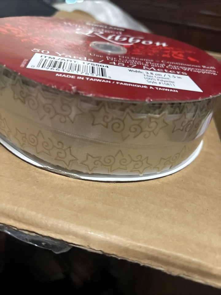 Wire Edged Christmas Bow Making Craft Ribbon 50 Yard Roll 1-1/2" Wode Scalloped - Image 2 of 4