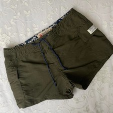 Vintage Abercrombie  Fitch green board shorts with blue accent drawstring.