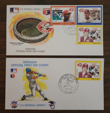 (2) Grenada 1st Day Cover MLB Baseball Series 1 Lot--Cincinnati Reds, Pete Rose