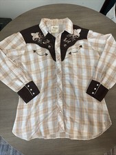 Vintage H Bar C California Ranchwear Pearl Snap Western Shirt Smile Pockets