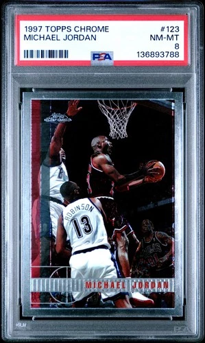 1997 TOPPS CHROME #123 MICHAEL JORDAN PSA 8