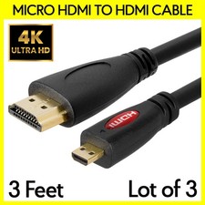 3 Pack 3FT Micro HDMI Cable Micro HDMI to HDMI Cord Adapter for Tablet Camera
