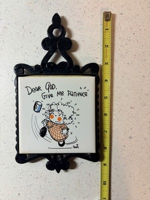 vintage Enesco ''Dear God, Give Me Patience'' tile trivet