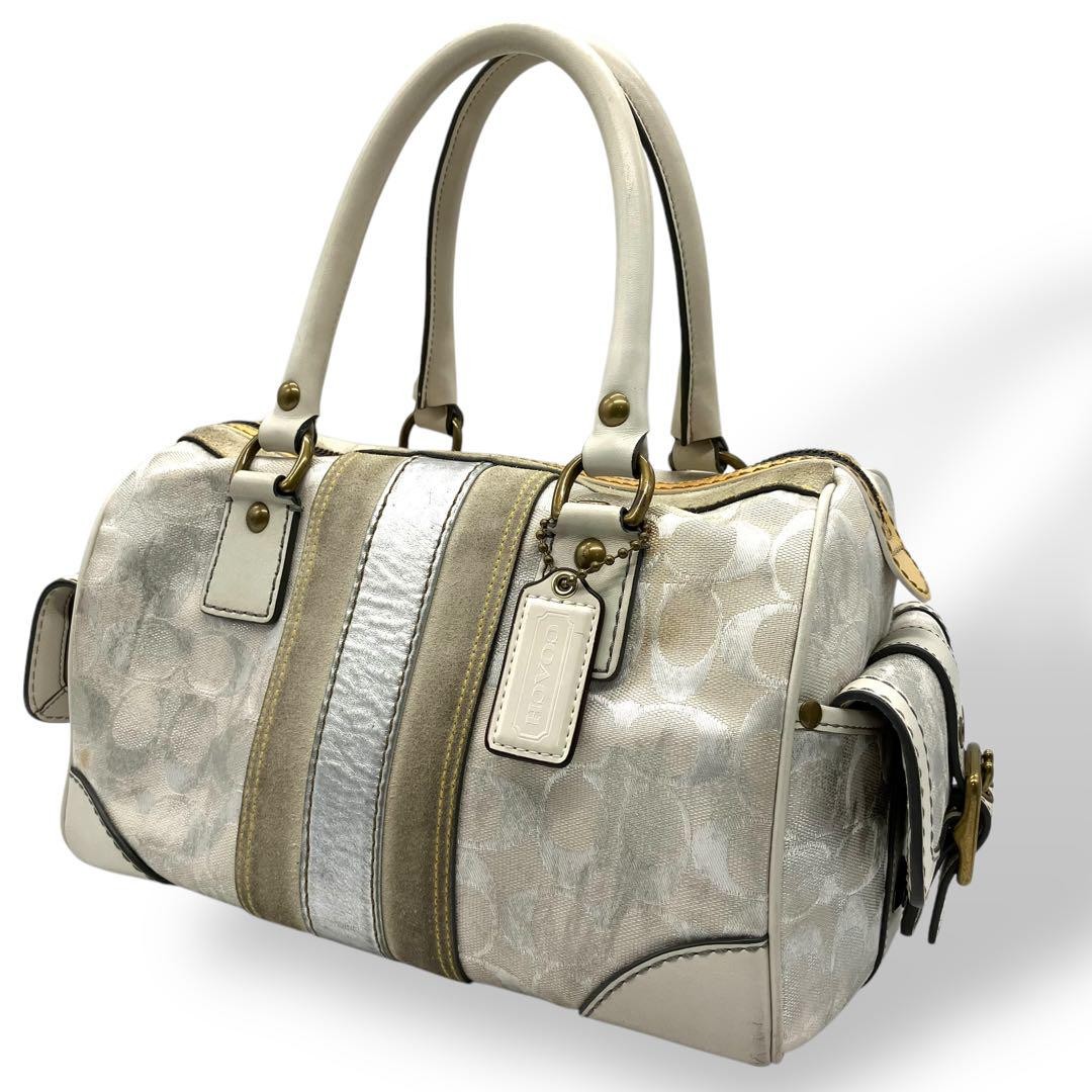 バッグ coach Y2K soho mini Boston Bag Signature Coach Vintage Y2K Soho Mini Boston Bag White Canvas Leather