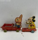 Vintage Disney Mickey Mouse & Rabbit Wooden Pull Toy — photo 1