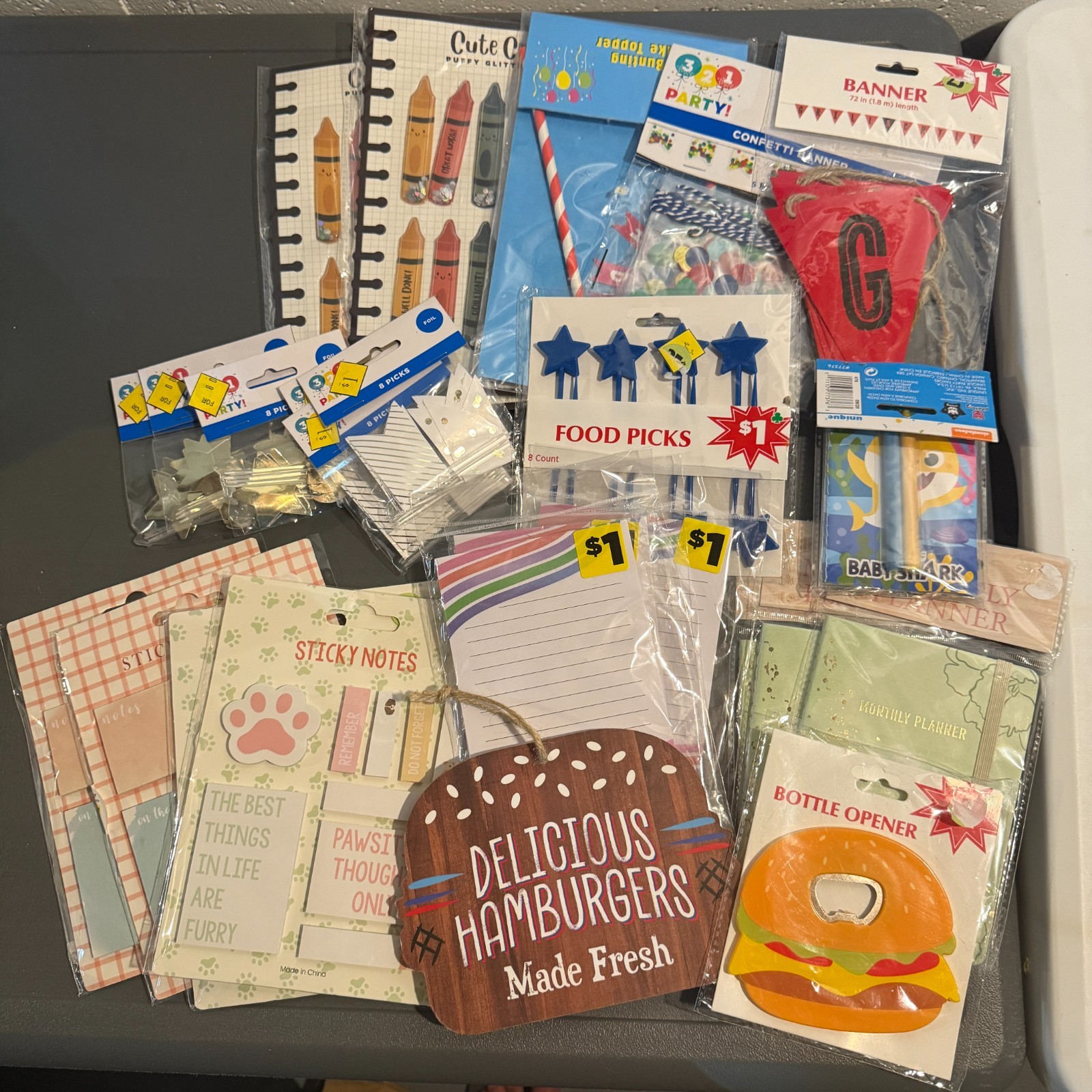 25 Piece Big Miscellaneous Pack Sticky Notes Puffy Stickers Food Picks Grilling