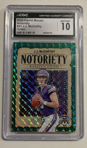 2024 Panini Mosaic Notoriety J.J. McCarthy #21 CGC 10