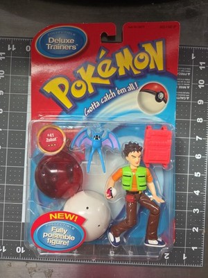 POKEMON DELUXE TRAINERS ACTION FIGURE BROCK W/ # 41 ZUBAT HASBRO 2000 MOC New