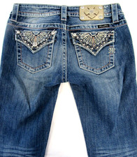 Miss Me Signature Jeans Skinny Embellished Pockets Studded Low Rise Women's 27