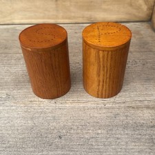 MCM Mid Century Modern Wood Salt And Pepper Shakers Big S Big P