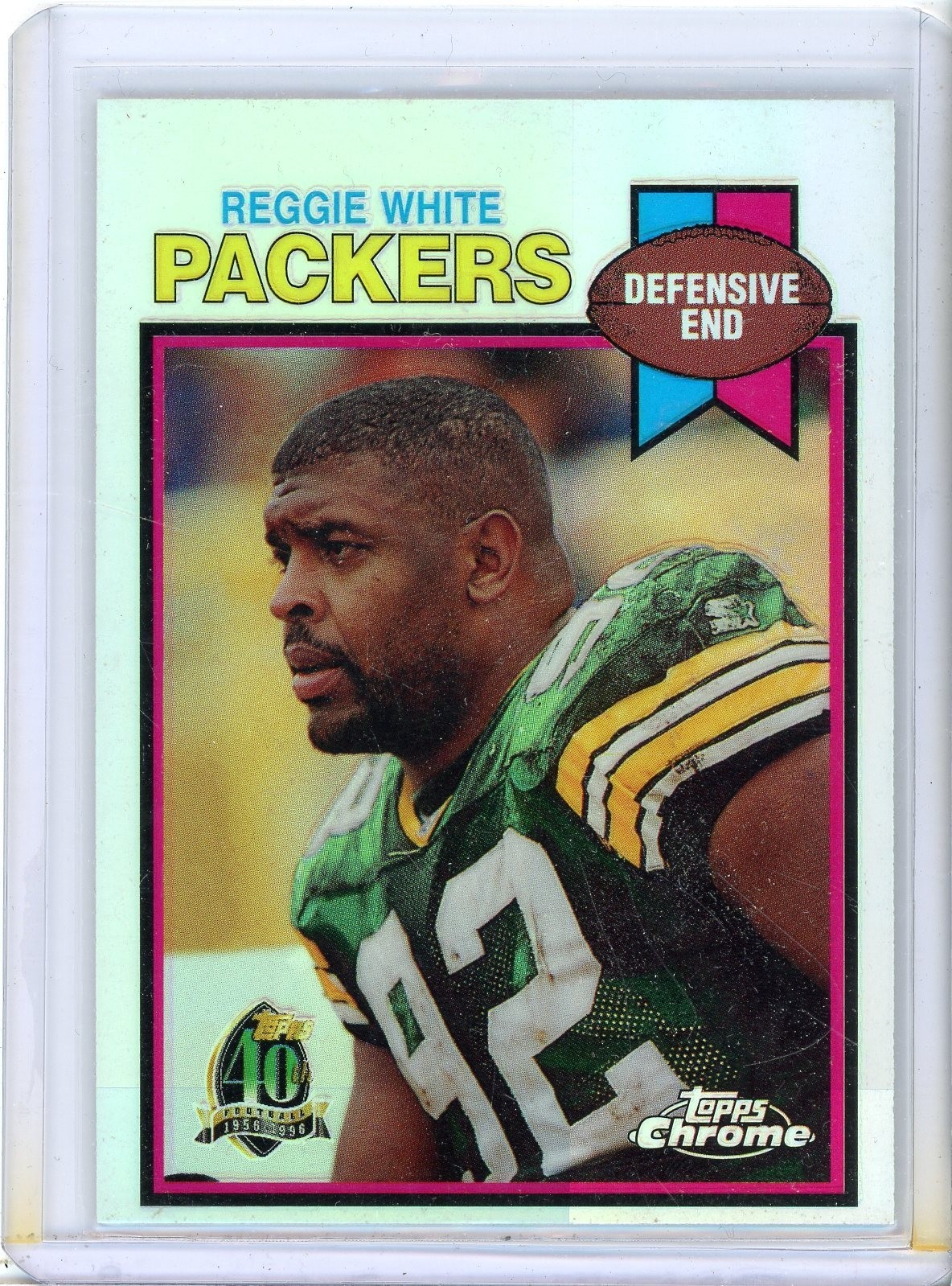 1996 TOPPS CHROME REGGIE WHITE #24 40TH ANNIVERSARY REFRACTOR PACKERS