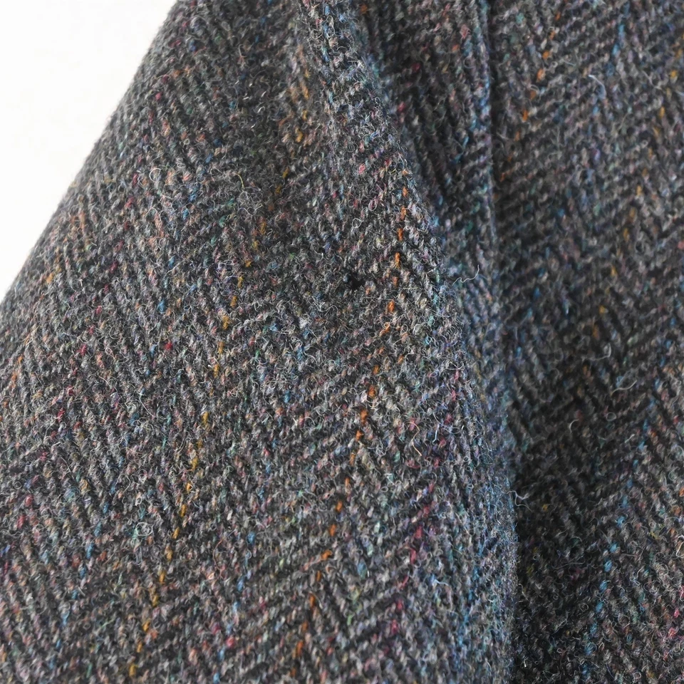 Винтажный сделано в США Harris Tweed 44S серый Herringbone Fleck блейзер куртка спортивное пальто - Изображение 3 из 4