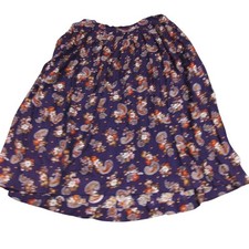 Herman Geist Vintage Purple Paisley Floral Rayon Midi Skirt Size 8 Boho Pleated