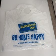 Vintage Blockbuster Video Plastic Shopping Tote Bag "Go Home Happy"