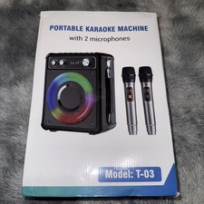VOSOCO Karaoke Machine Bluetooth Speaker w/ 2 Wireless Mics LED Lights