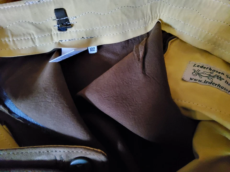 Lederhose Kniebund Gr. 102, Braun, Handgefertigt, sehr guter Zustand , sauber - Bild 4 von 4