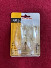Sylvania 60W B10 Clear Candelabra Chandelier Bulbs 2-Pack Sealed 120V Old School