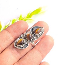 Handmade 925 Sterling Silver Tiger Eye Dainty Ring All Sizes Gemstone Gift