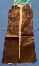 Vintage Van Raalte Black Leather Women's Long Elbow Length Gloves Size 7