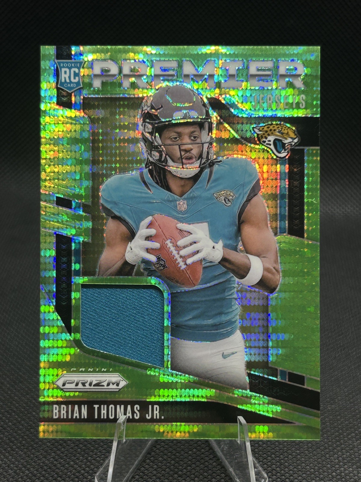 2024 Panini Prizm #PJ-BTJ Brian Thomas Jr. Premier Jerseys Neon Green Pulsar RC