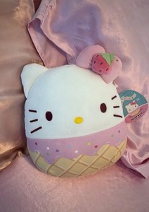Squishmallows Hello Kitty Ice Cream Cone Plush Stuffed Animal White/Pink Tag