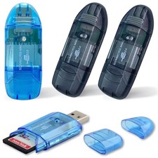 4 Pack USB SD Card Reader for PC, to Adapter, Black  Blue