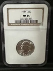 1944-P 25C Silver Washington Quarter - NGC MS65