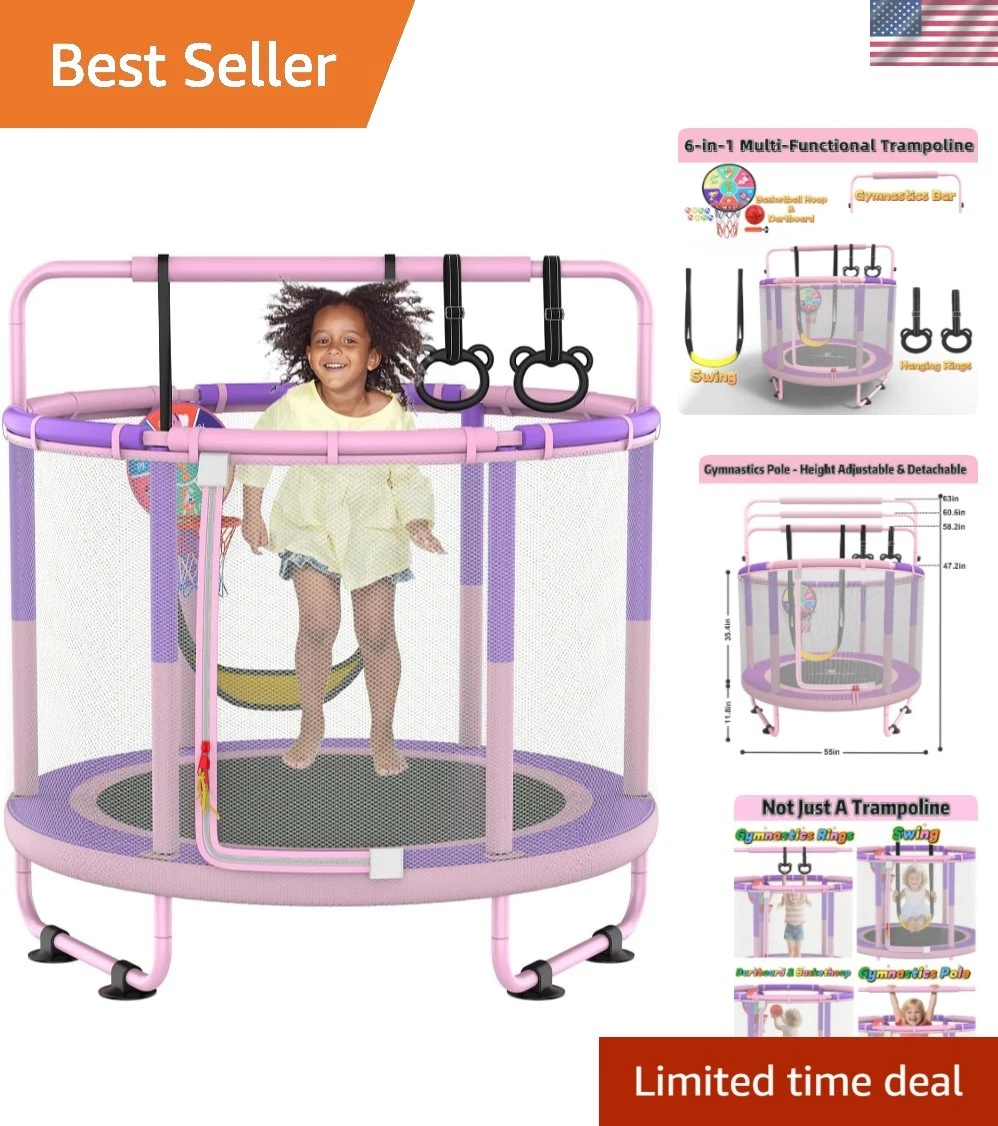 Trampolín Infantil Plegable De 91 Cm Para Interior Y Exterior – Diseño Silencioso Y Seguro, Con Reposabrazos Ajustable Para Niños De 3 A 12 Años