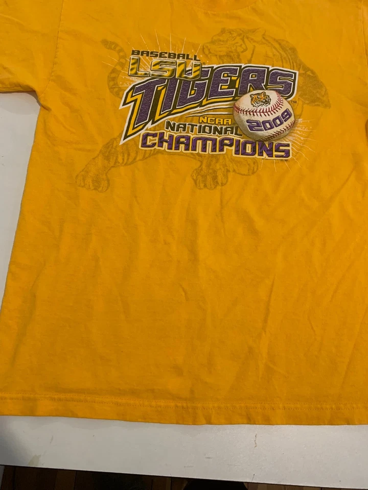 Vintage LSU Baseball Shirt Large Yellow NCAA Baseball Champions Geaux Tigers Y2K - Image 4 of 4