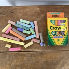 Vintage 1988 Crayola Colored Chalk 12 Ct Box w/ Chalks USA Binney  Smith Used