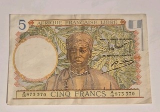 Billet 5 francs Afrique Française Libre 1941 Rare