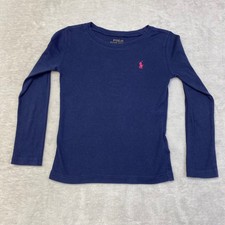 Polo Ralph Lauren Kids Navy Blue Long Sleeve Shirt Size 5 Embroidered Pony